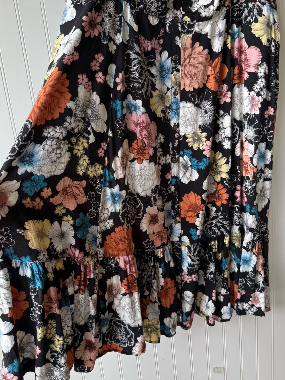 Torrid Black Floral Tiered Spaghetti Strap Dress size 3 - Picture 4 of 11